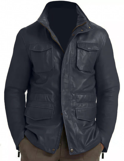 Genuine Lambskin Leather Real Leather Jacket Field Brown Leather Jacket Coat