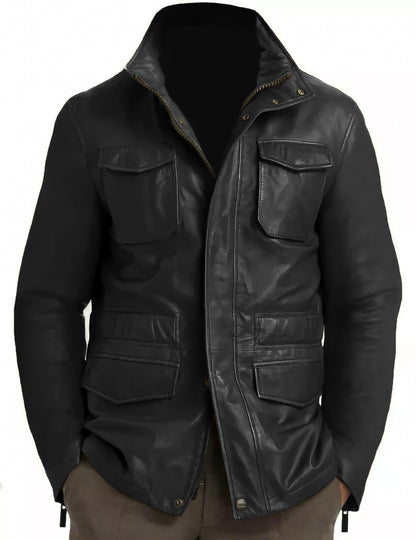 Genuine Lambskin Leather Real Leather Jacket Field Brown Leather Jacket Coat