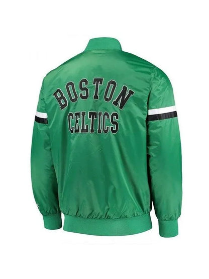 Boston Celtics Starter Green Varsity Jacket Letterman Full Snap Bomber Full Snap