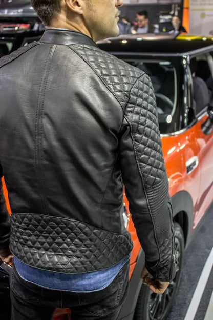 Cafe Racer Style Men's Leather Jacket Sheep Skin Black Biker Jacket