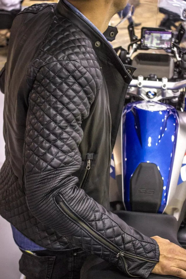Cafe Racer Style Men's Leather Jacket Sheep Skin Black Biker Jacket