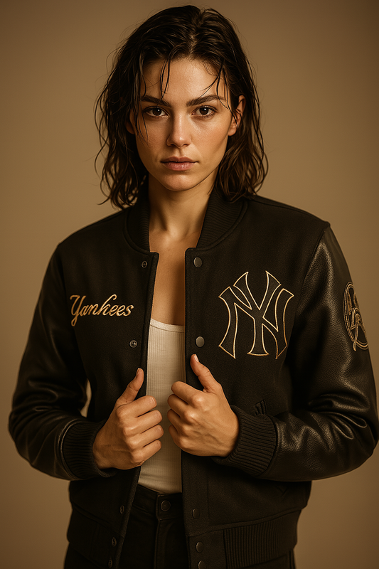 New York Yankees Varsity Jacket Unisex Black Wool Leather Sleeves Bomber Letterman