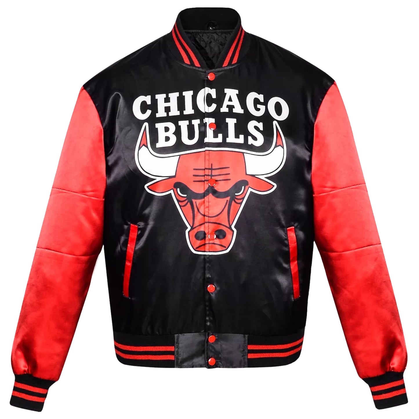 RARE Michael Jordan 23 Chicago Bulls Satin Bomber Jacket Red Black Varsity