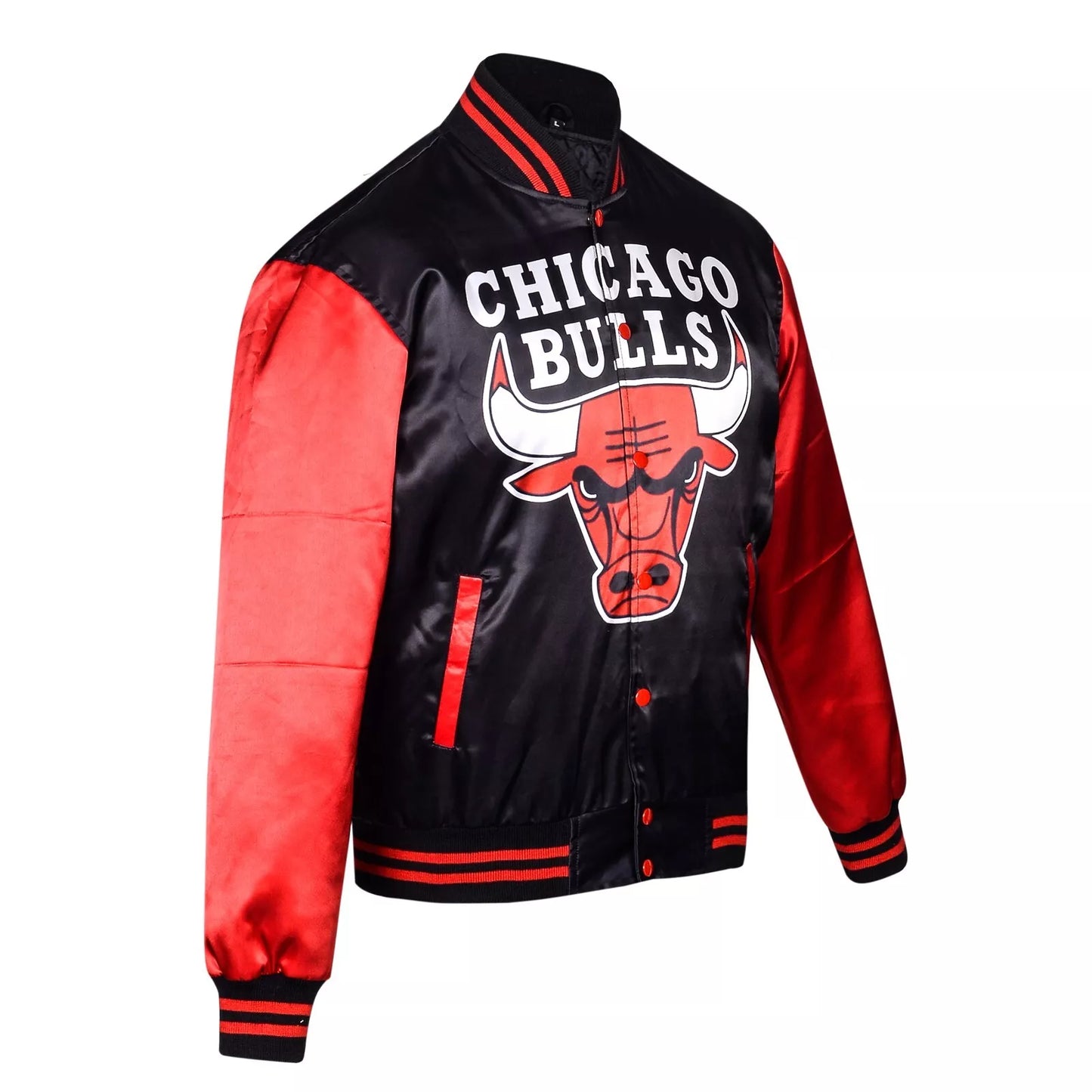 RARE Michael Jordan 23 Chicago Bulls Satin Bomber Jacket Red Black Varsity