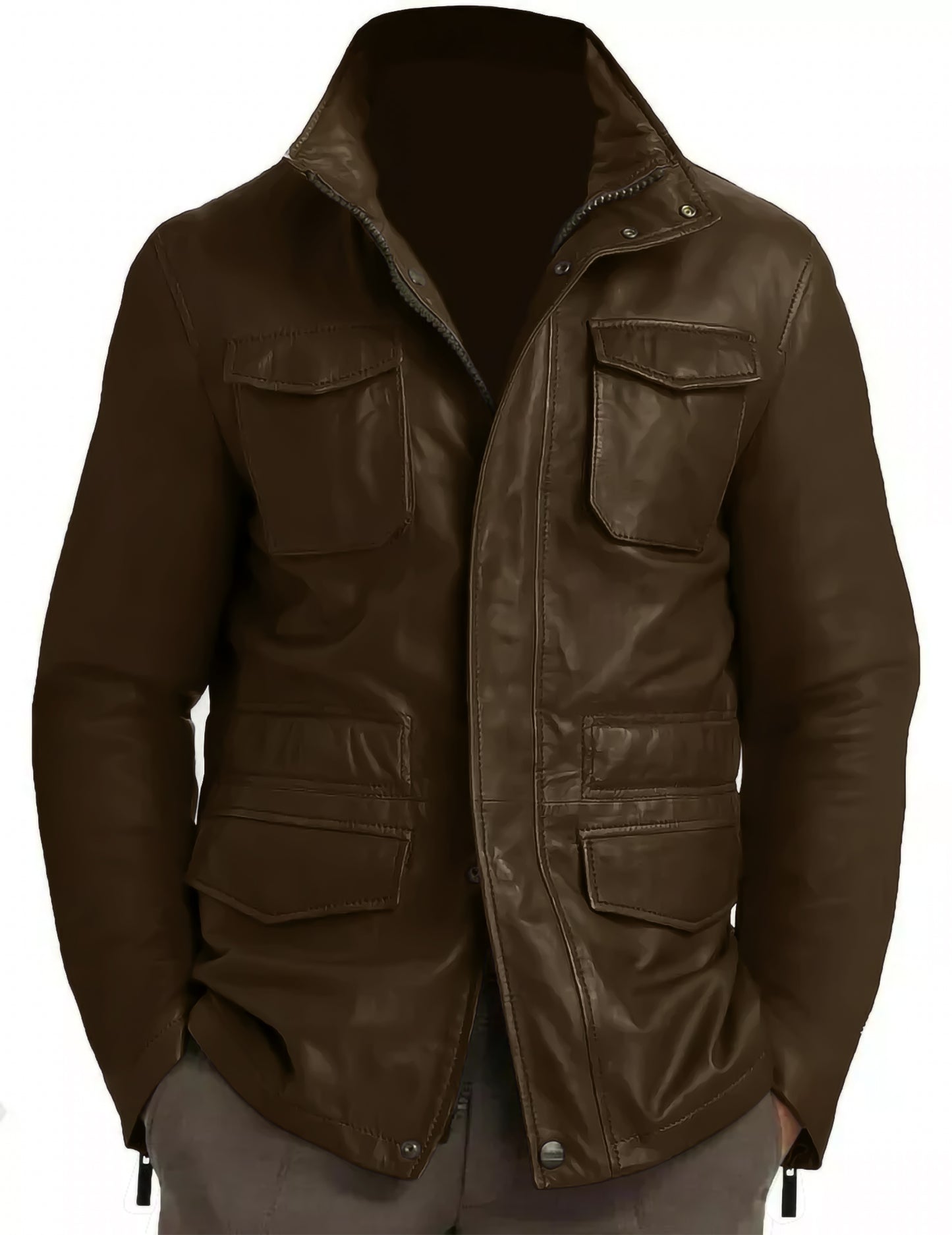 Genuine Lambskin Leather Real Leather Jacket Field Brown Leather Jacket Coat