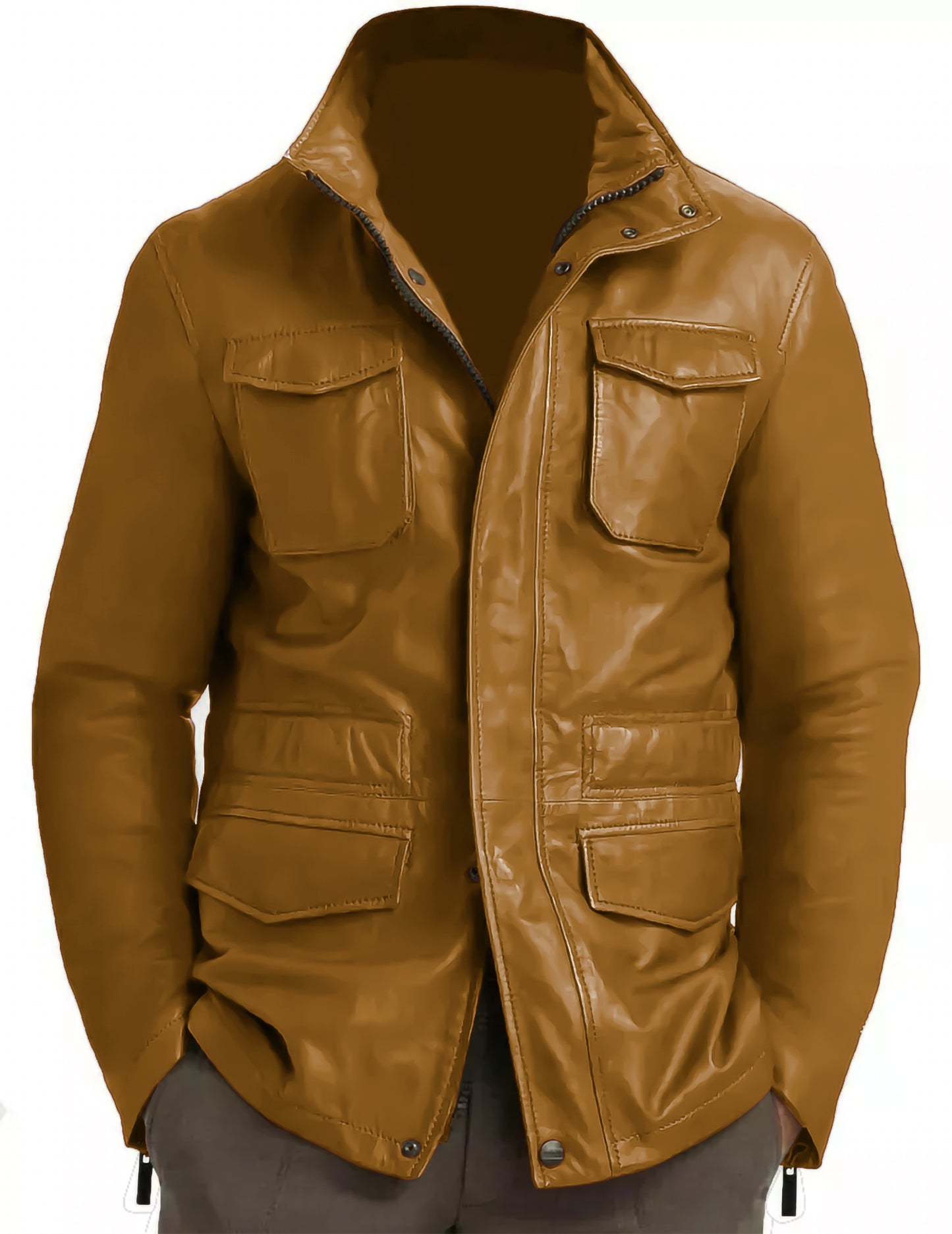 Genuine Lambskin Leather Real Leather Jacket Field Brown Leather Jacket Coat