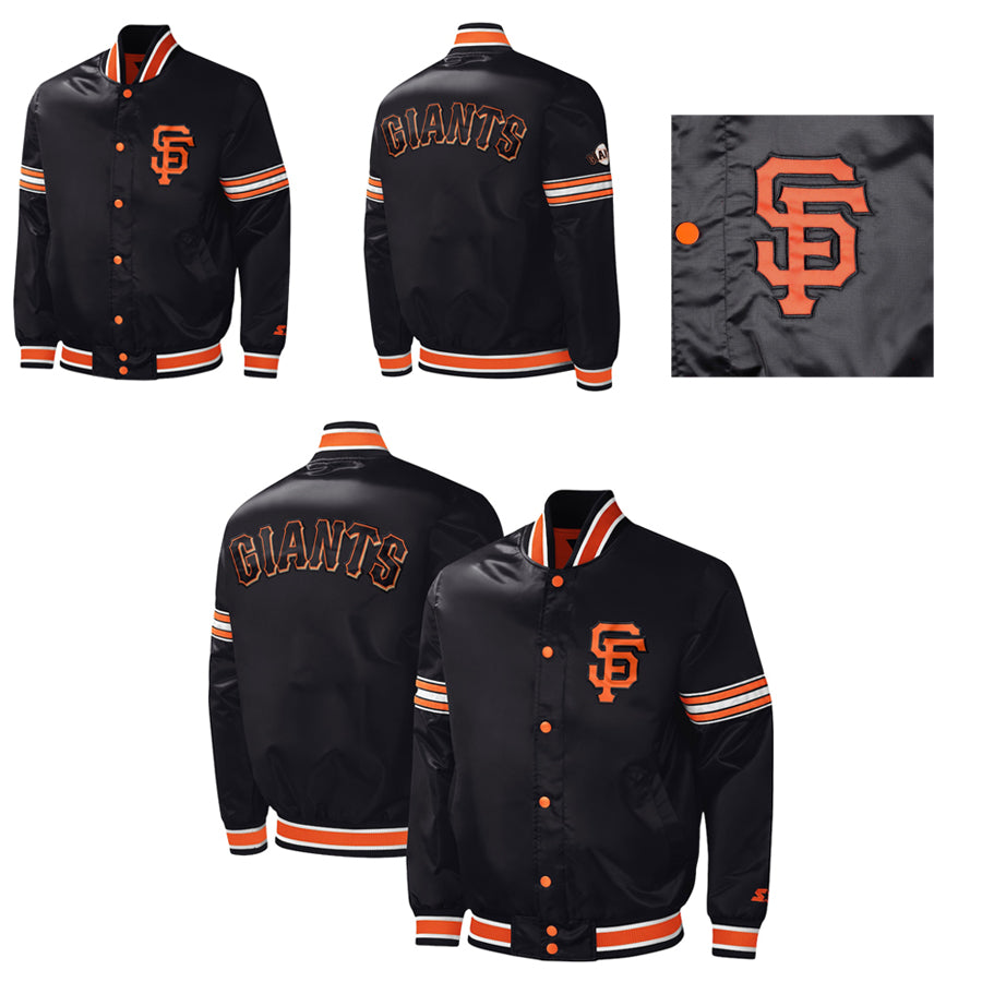 San Francisco Giants Men’s Black Satin Varsity Jacket Letterman Baseball Bomber
