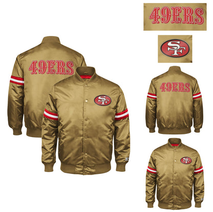 San Francisco 49ers 80s Vintage Gold Satin Bomber Jacket Varsity Team Letterman