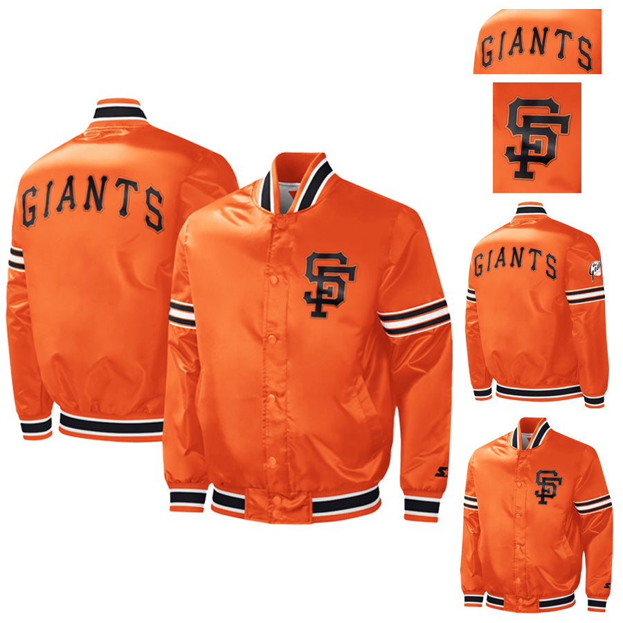 San Francisco Giants Orange Satin Varsity Jacket Letterman Baseball Bomber