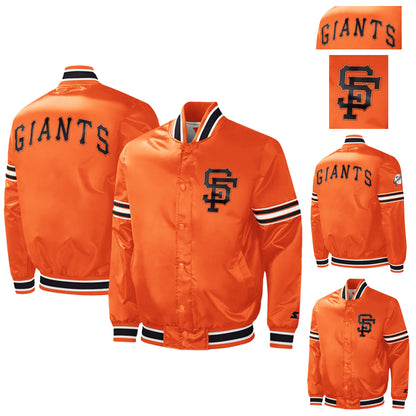 San Francisco Giants Orange Satin Varsity Jacket Letterman Baseball Bomber