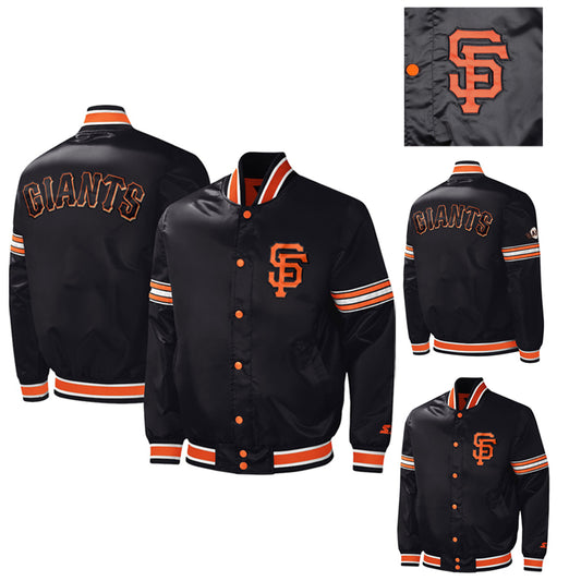 San Francisco Giants Men’s Black Satin Varsity Jacket Letterman Baseball Bomber