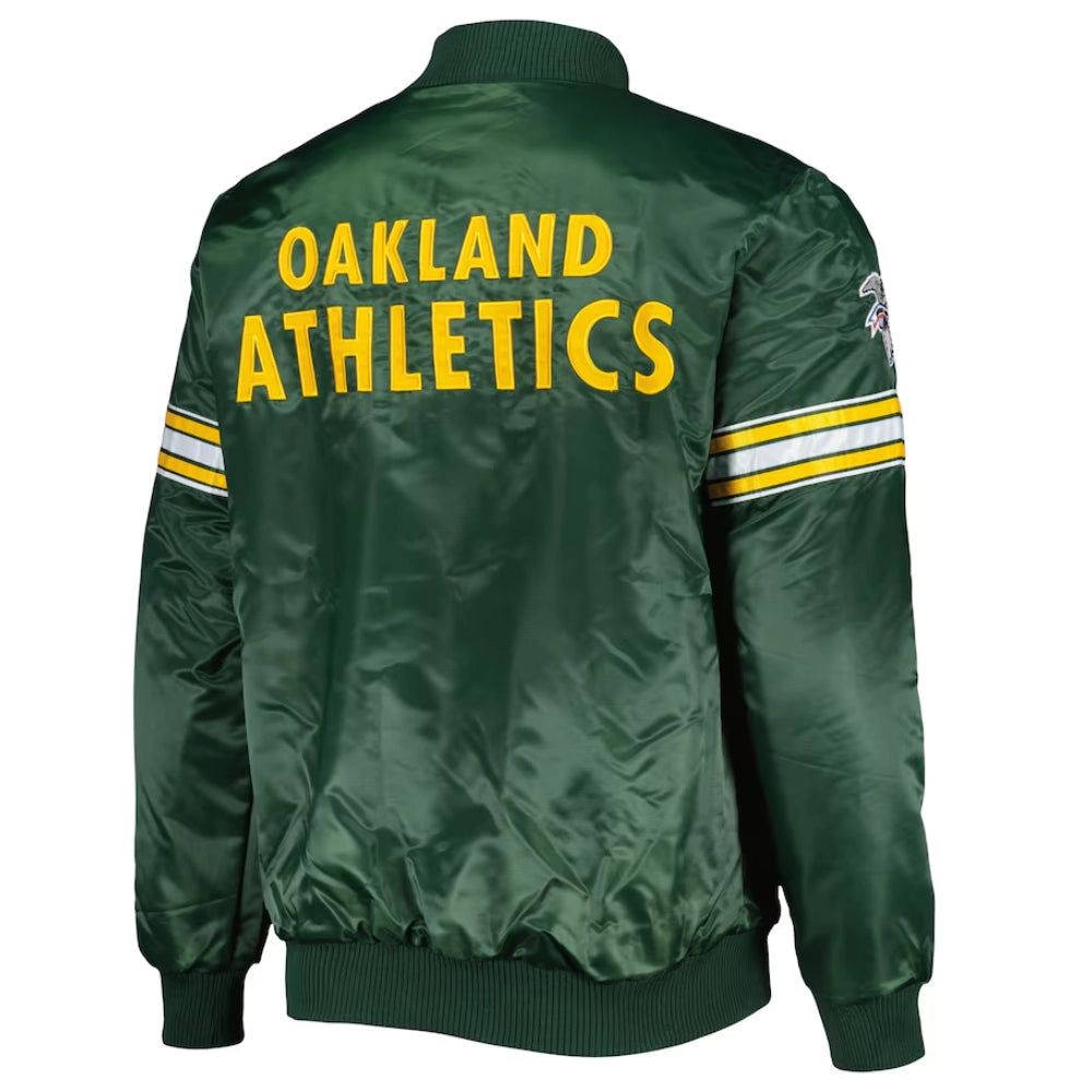 Oakland Athletics Satin Bomber Jacket Green Vintage Baseball Varsity Letterman Jacket