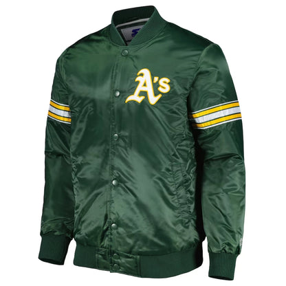 Oakland Athletics Satin Bomber Jacket Green Vintage Baseball Varsity Letterman Jacket