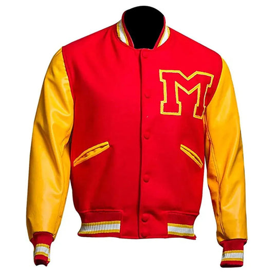 MJ Thriller Bomber Letterman Jacket in Red and Yellow