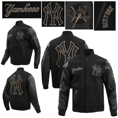 New York Yankees Varsity Jacket Men’s Black Wool Leather Sleeves Bomber Letterman
