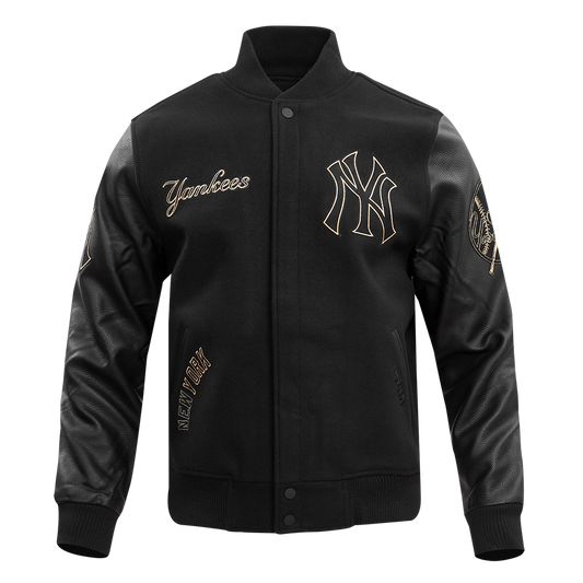 New York Yankees Varsity Jacket Men’s Black Wool Leather Sleeves Bomber Letterman