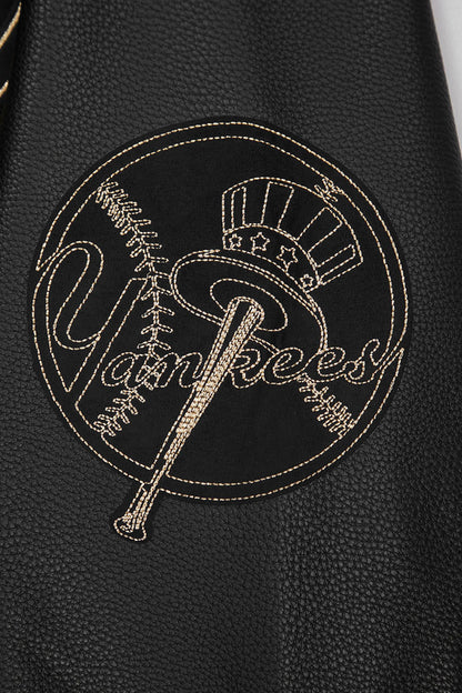 New York Yankees Varsity Jacket Men’s Black Wool Leather Sleeves Bomber Letterman