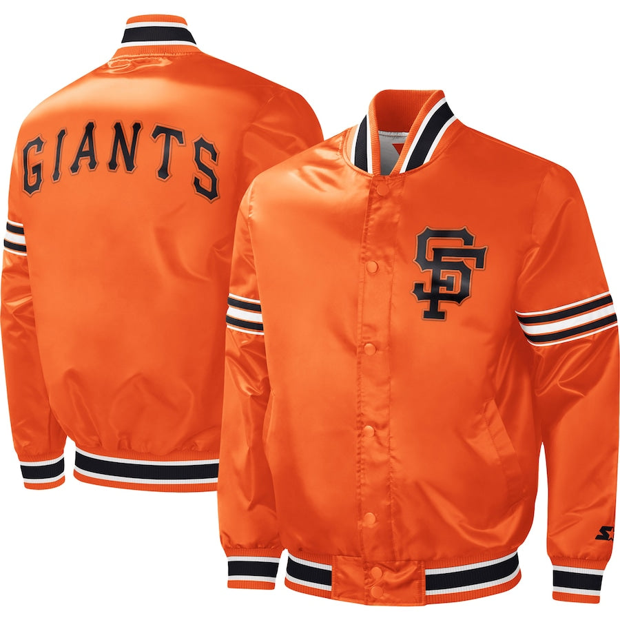 San Francisco Giants Orange Satin Varsity Jacket Letterman Baseball Bomber
