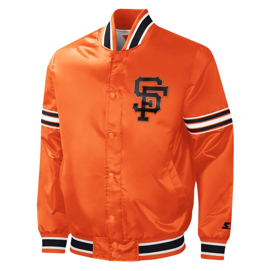 San Francisco Giants Orange Satin Varsity Jacket Letterman Baseball Bomber