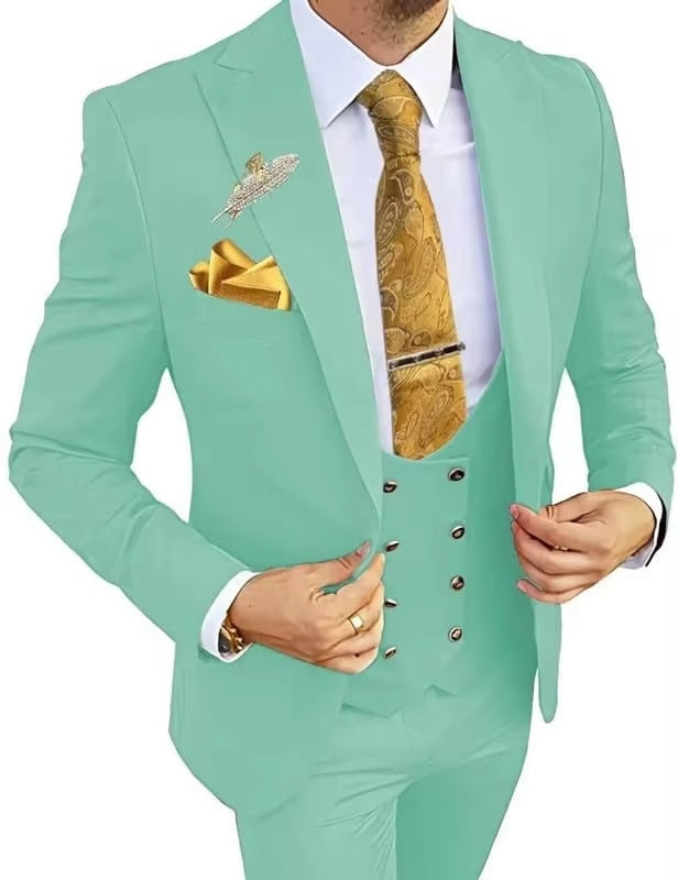 Men’s 3-Piece Formal Suit – Premium Cotton Blend – 20 Color Options