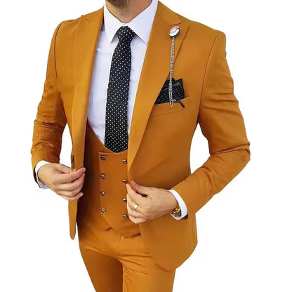 Men’s 3-Piece Formal Suit – Premium Cotton Blend – 20 Color Options