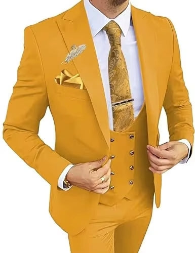 Men’s 3-Piece Formal Suit – Premium Cotton Blend – 20 Color Options
