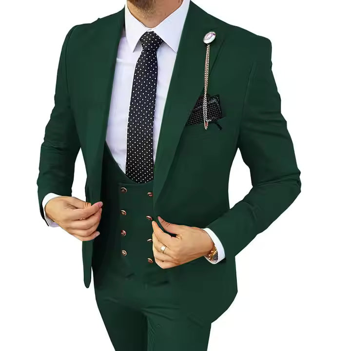 Men’s 3-Piece Formal Suit – Premium Cotton Blend – 20 Color Options