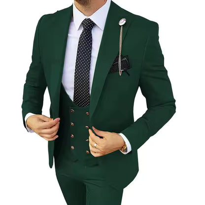 Men’s 3-Piece Formal Suit – Premium Cotton Blend – 20 Color Options