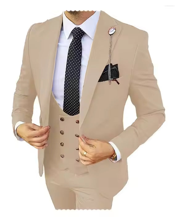 Men’s 3-Piece Formal Suit – Premium Cotton Blend – 20 Color Options