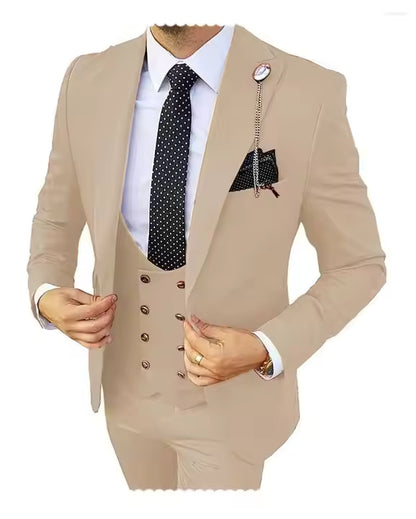 Men’s 3-Piece Formal Suit – Premium Cotton Blend – 20 Color Options