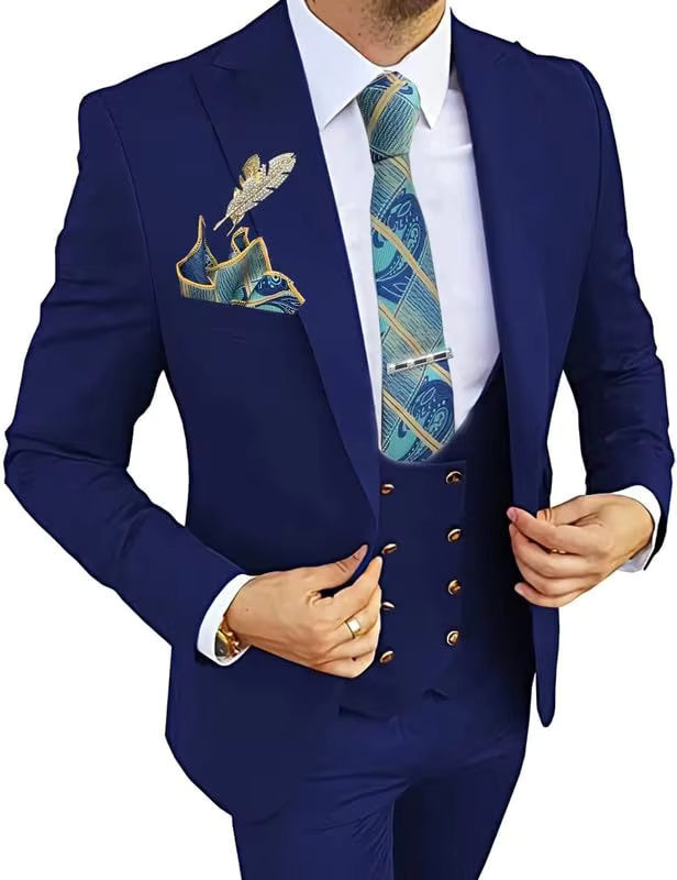 Men’s 3-Piece Formal Suit – Premium Cotton Blend – 20 Color Options