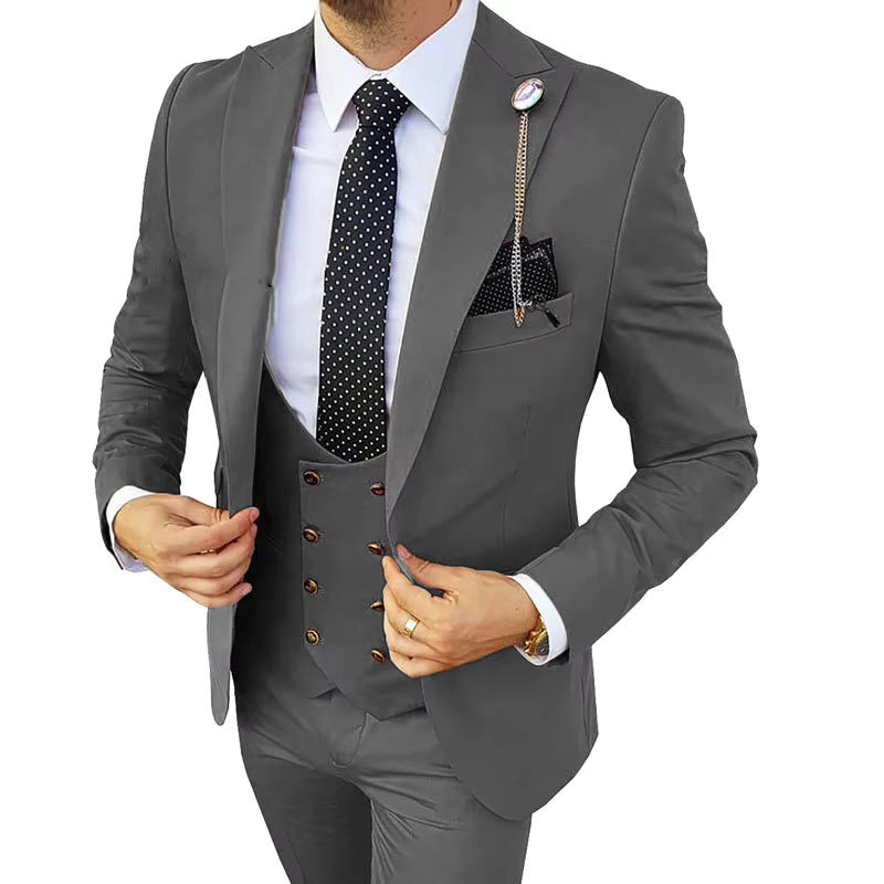 Men’s 3-Piece Formal Suit – Premium Cotton Blend – 20 Color Options