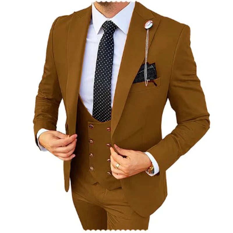Men’s 3-Piece Formal Suit – Premium Cotton Blend – 20 Color Options