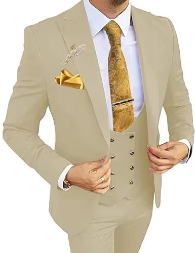 Men’s 3-Piece Formal Suit – Premium Cotton Blend – 20 Color Options