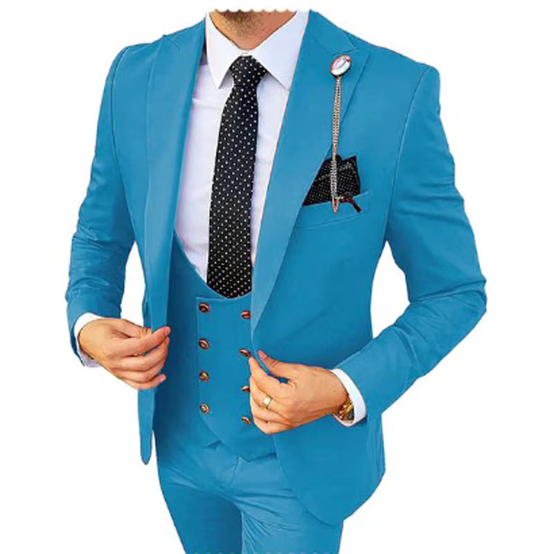 Men’s 3-Piece Formal Suit – Premium Cotton Blend – 20 Color Options