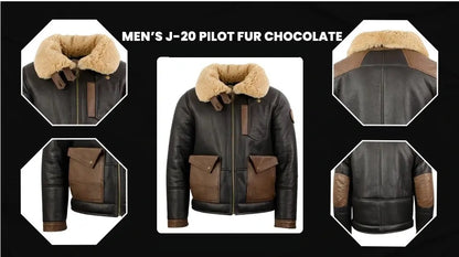 Men’s Air Force Shearling J-20 Pilot Cowhide Flight Bomber Jacket&nbsp;