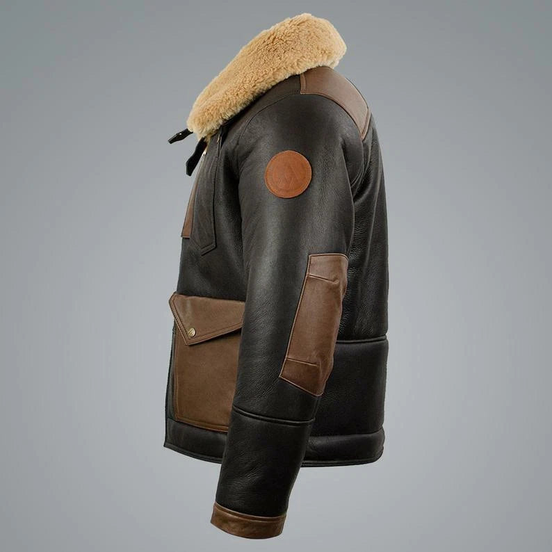 Men’s Air Force Shearling J-20 Pilot Cowhide Flight Bomber Jacket&nbsp;