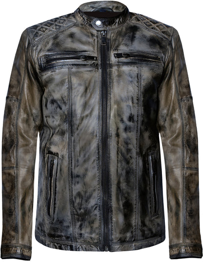 Men's Distressed Hand Waxed Brown Leather Jacket