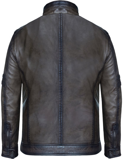 Men's Leather Jacket with Hand-Waxed Finish