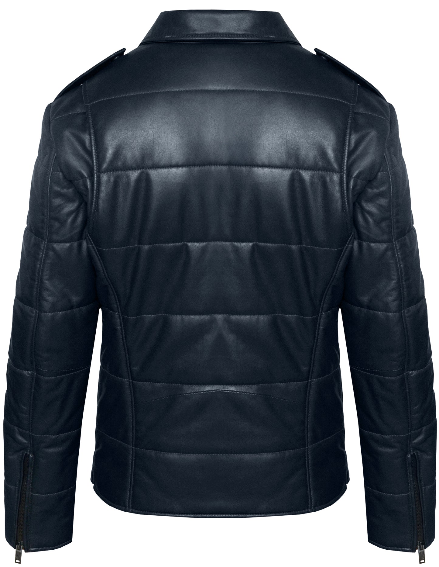 Men’s Light Puffer Quilted Biker Jacket – Blue