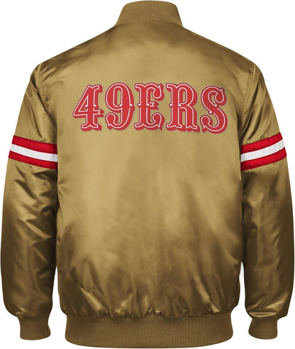 San Francisco 49ers 80s Vintage Gold Satin Bomber Jacket Varsity Team Letterman