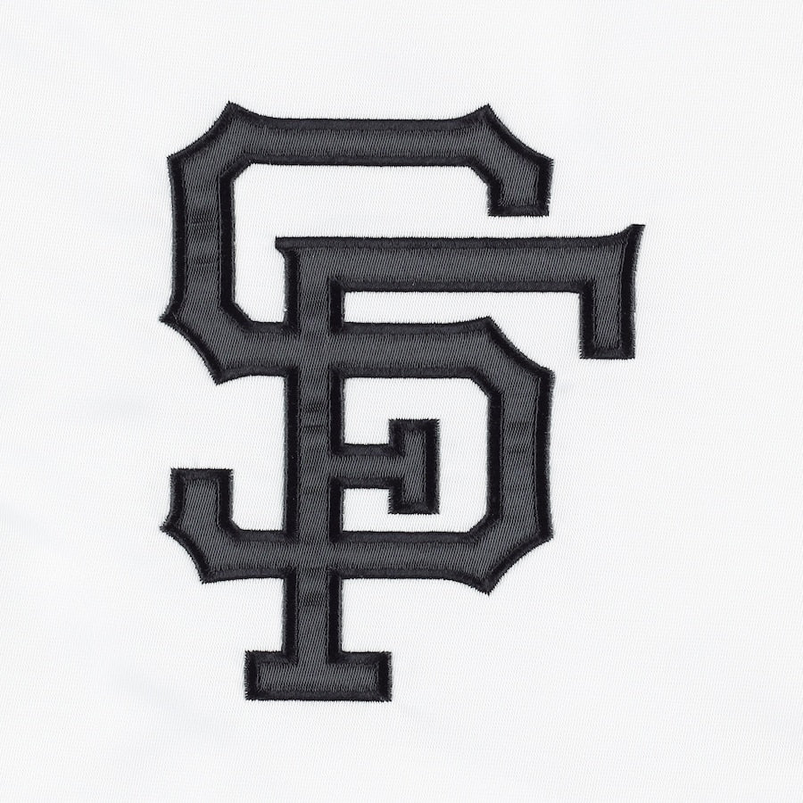 San Francisco Giants White Satin Varsity Jacket Power Forward Full Snap Letterman