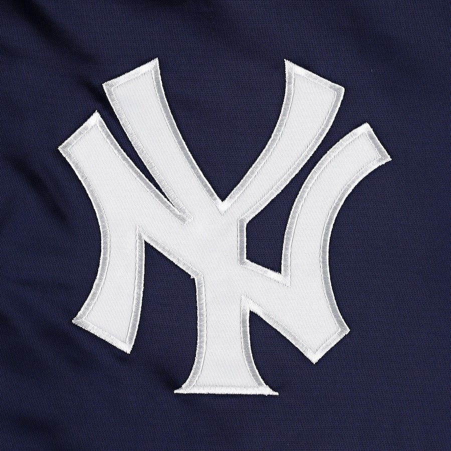 Starter New York Yankees Navy Satin Varsity Jacket Pick and Roll Full Snap Letterman