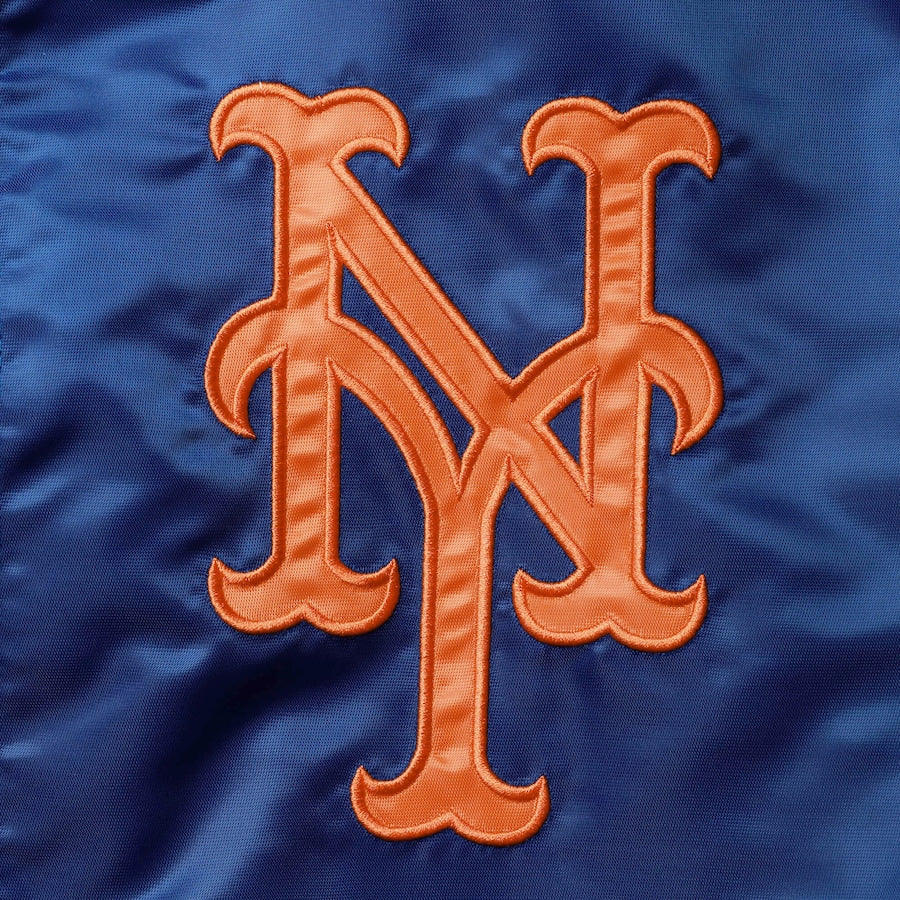 Starter New York Mets Royal Satin Varsity Jacket The Captain II Full Zip Letterman