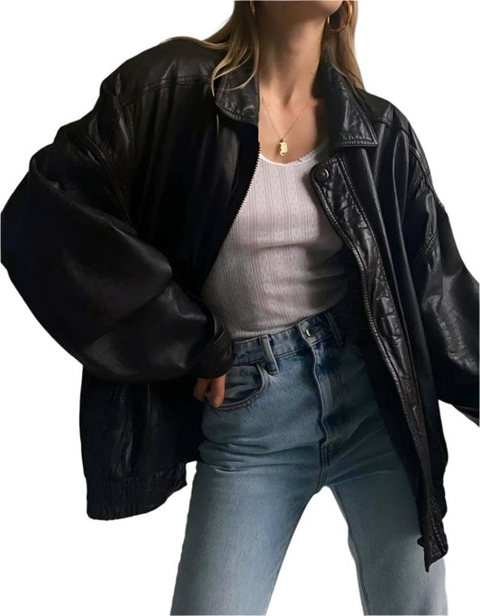 Women's 90's fashion leather jacket