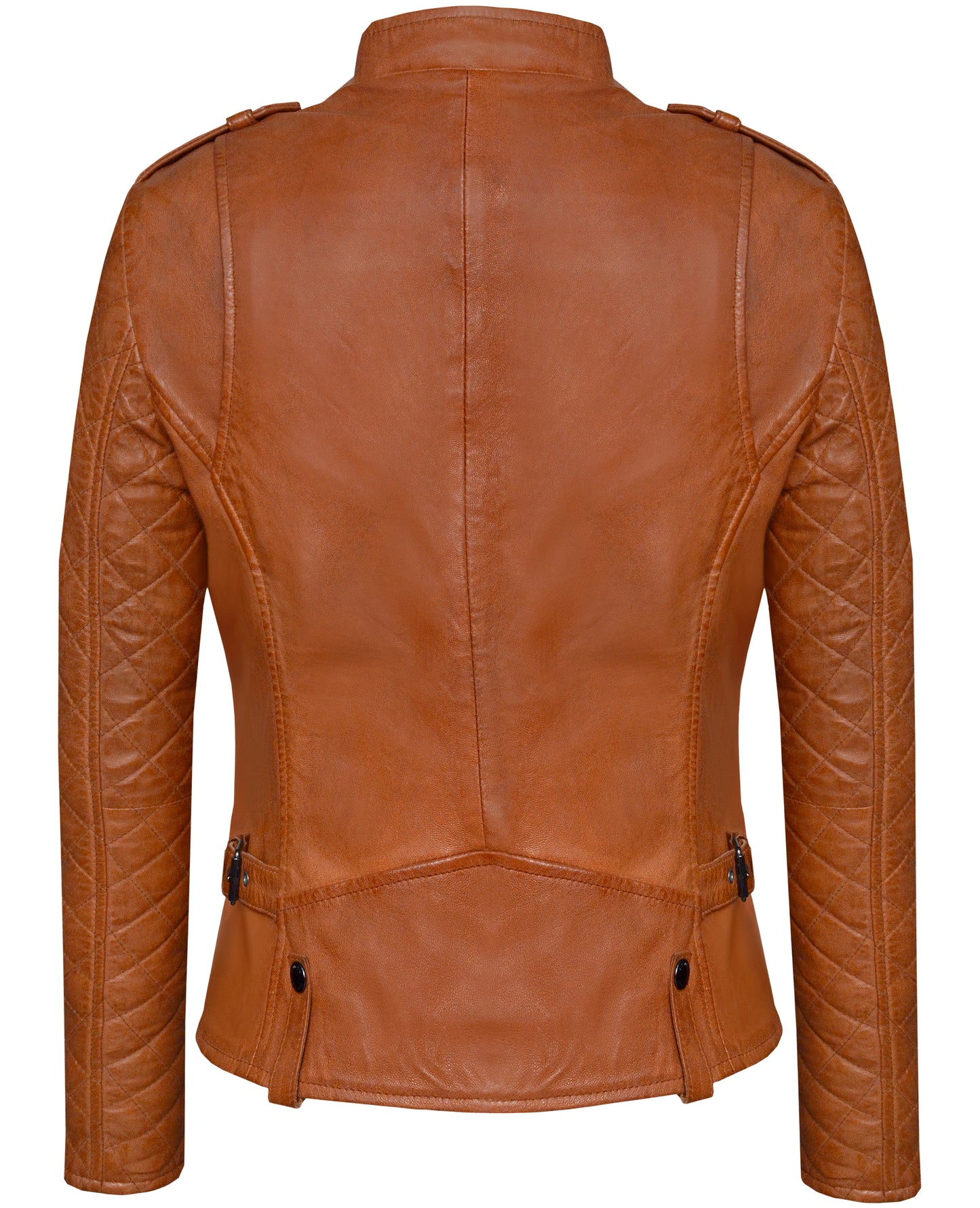 Women's Cognac Lambskin Biker Jacket