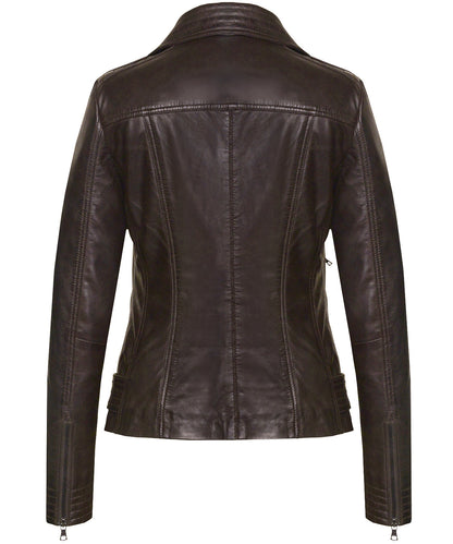 Women's Dark Brown Lambskin Biker Jacket