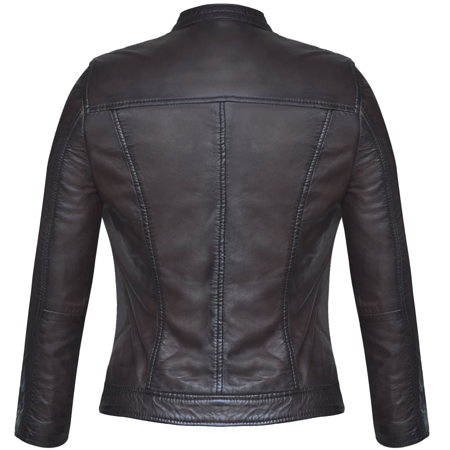 Women's Dark Brown Lambskin Café Racer Jacket