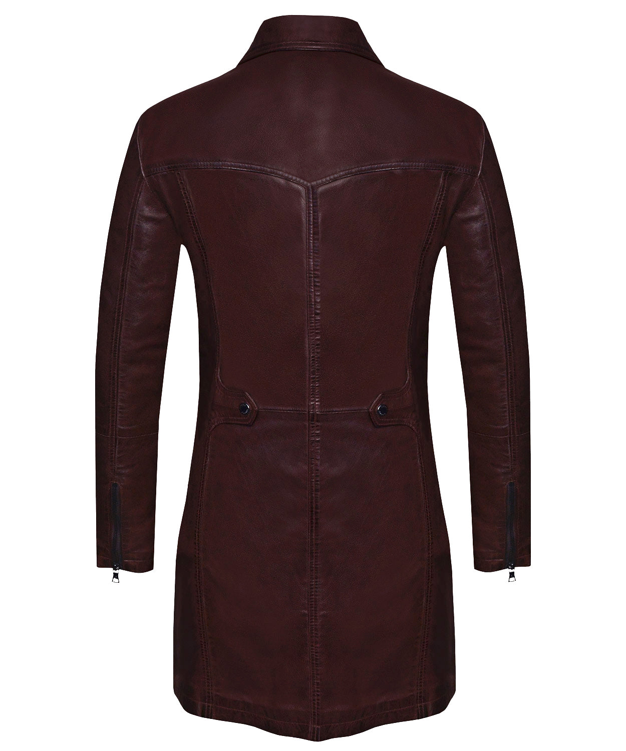Women's Mid-Length Brown Lambskin Leather Coat