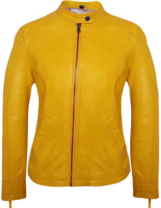 Women's Yellow Lambskin Leather Jacket
